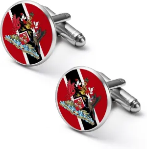 Trinidad And Tobago Flag Cufflinks Cuff Links for Men, Shirt Buttons Cuff Links Set Accessories 2.0cm