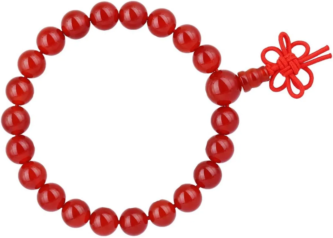 TUMBEELLUWA 8mm Stone Beads Bracelets Prayer Bead Elastic Tibetan Bracelets Bangle Handmade Jewelry for Women Men