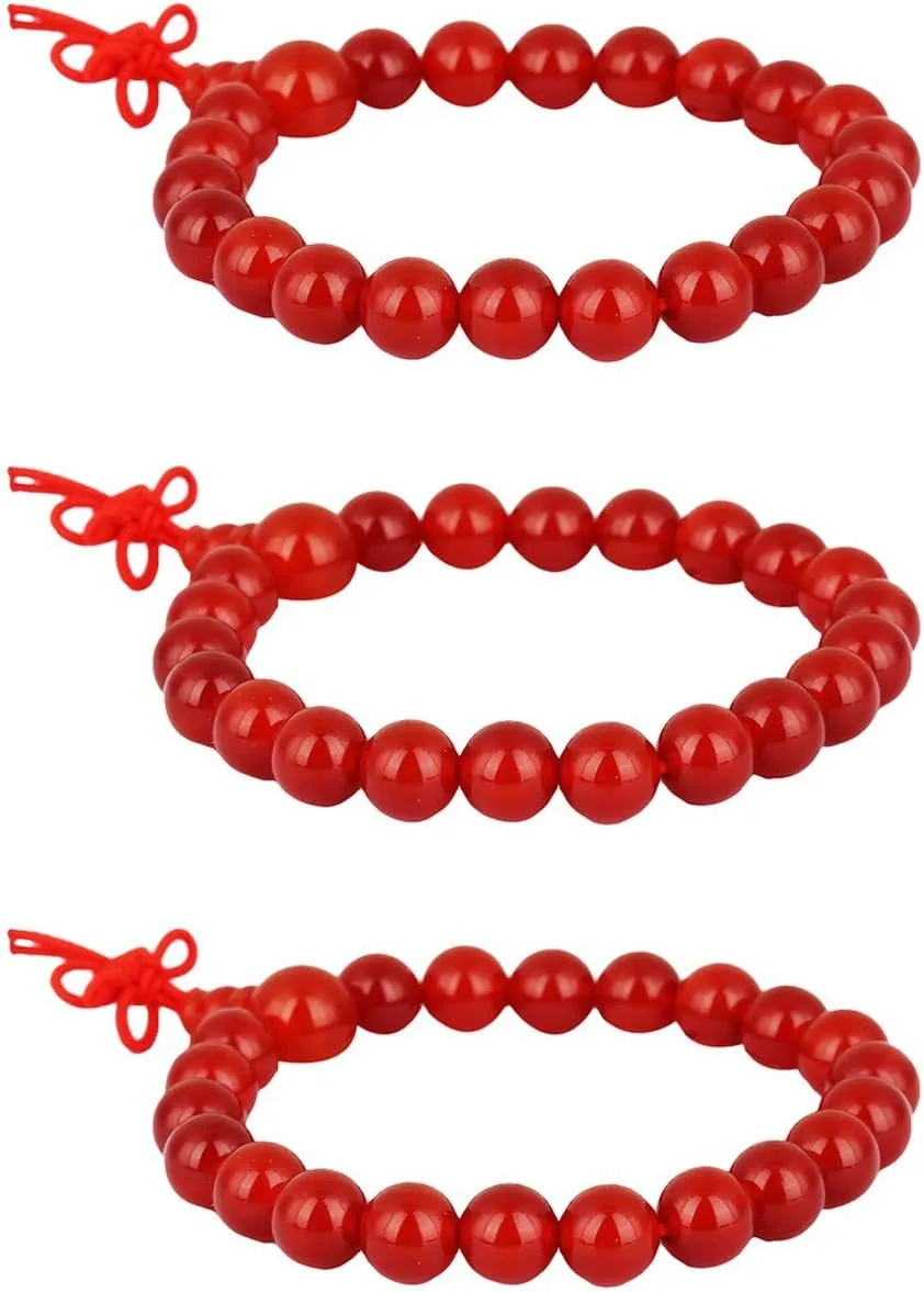 TUMBEELLUWA 8mm Stone Beads Bracelets Prayer Bead Elastic Tibetan Bracelets Bangle Handmade Jewelry for Women Men
