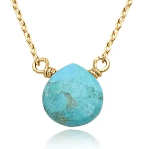 Turquoise Necklace for Women, Premium Gold Heart Necklaces for Women - Tarnish Free 18K Gold Plated Certified S925 Classic Statement Necklace Gold Jewelry for Women - Mothers Day Gifts for Mom Wife