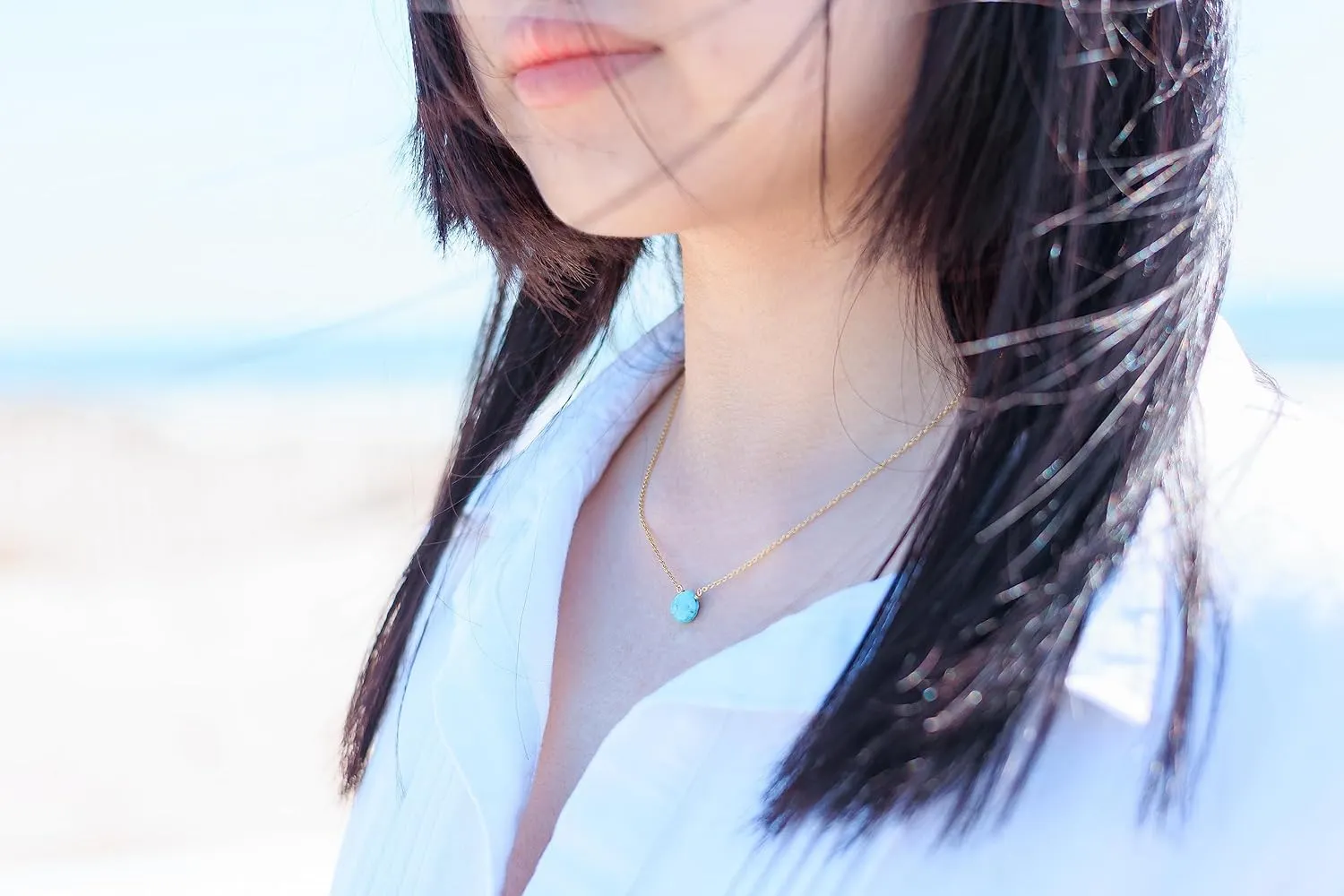 Turquoise Necklace for Women, Premium Gold Heart Necklaces for Women - Tarnish Free 18K Gold Plated Certified S925 Classic Statement Necklace Gold Jewelry for Women - Mothers Day Gifts for Mom Wife