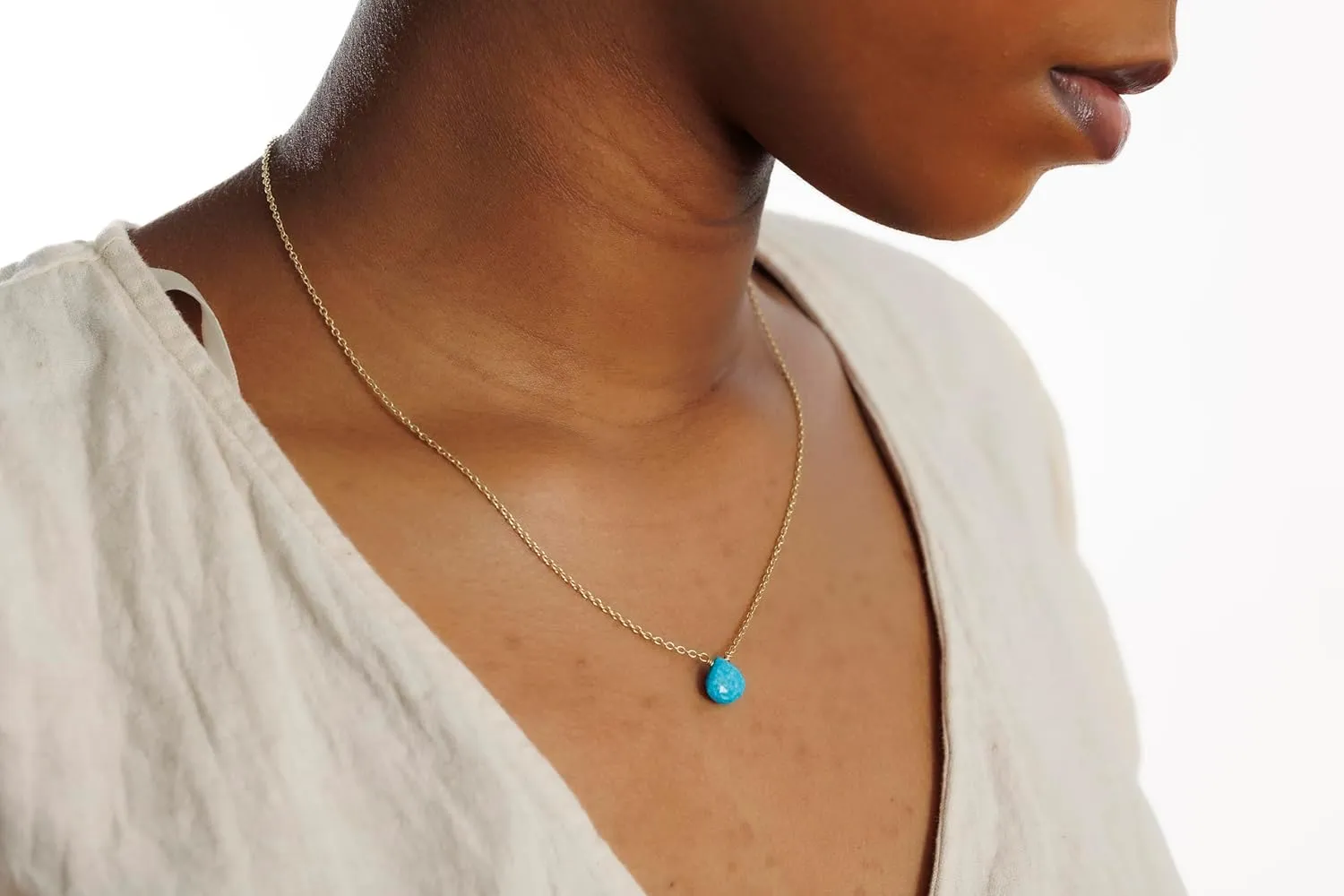Turquoise Necklace for Women, Premium Gold Heart Necklaces for Women - Tarnish Free 18K Gold Plated Certified S925 Classic Statement Necklace Gold Jewelry for Women - Mothers Day Gifts for Mom Wife
