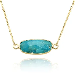Turquoise Necklace for Women, Premium Gold Oval Necklaces for Women - Tarnish Free 18K Gold Plated Certified S925 Classic Statement Necklace Gold Jewelry for Women - Mothers Day Gifts for Mom Wife