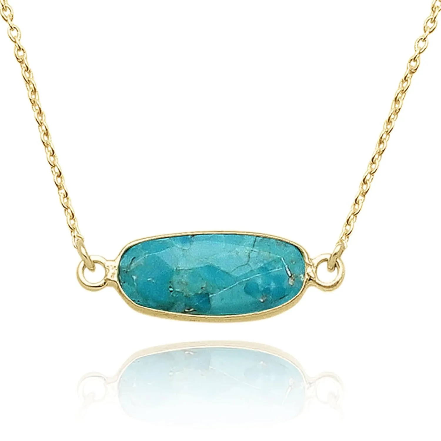 Turquoise Necklace for Women, Premium Gold Oval Necklaces for Women - Tarnish Free 18K Gold Plated Certified S925 Classic Statement Necklace Gold Jewelry for Women - Mothers Day Gifts for Mom Wife