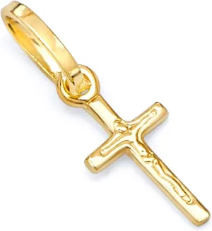 TWJC 14k REAL Yellow Gold Religious Crucifix Jesus Cross Charm Pendant