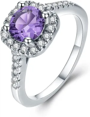 UFOORO Rings for Women, Promise Rings for Her, Christmas Gifts, Engagement Rings for Women Solitaire Crystal Wedding Rings for Her Fake Diamond Ring Christmas Gifts for Her