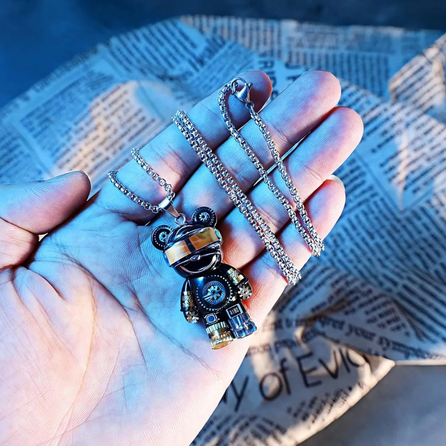 Unique Bear Necklace - Handcrafted Original Design Pendant - Perfect Steampunk Jewelry Gift for Men & Women in Elegant Box