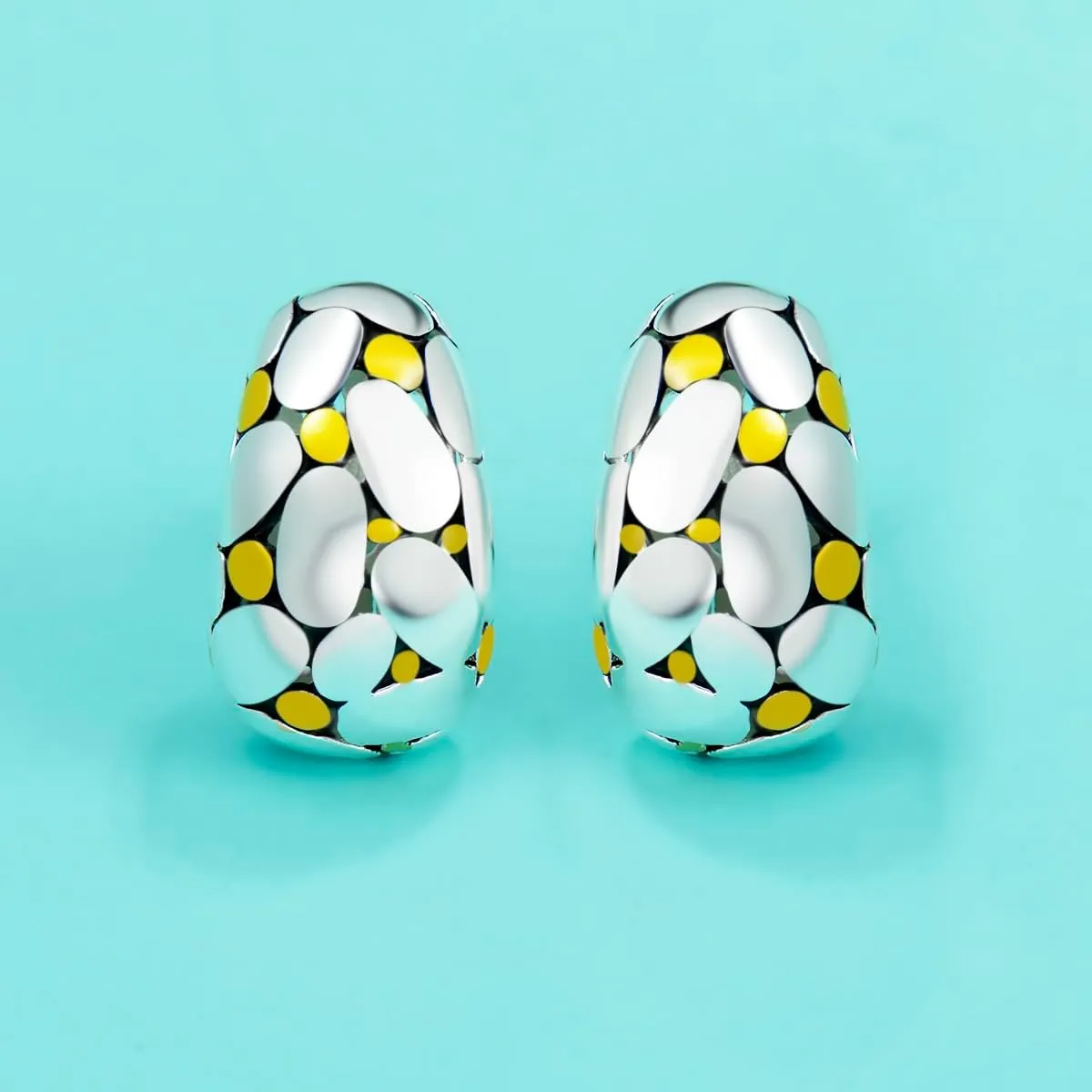 UNY JEWEL Two Tone Dot Motif Designer Earrings Collection  Stud, Huggie, and Drop Styles  Bold Classic Jewelry Gift for Women