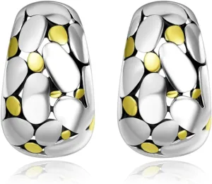 UNY JEWEL Two Tone Dot Motif Designer Earrings Collection  Stud, Huggie, and Drop Styles  Bold Classic Jewelry Gift for Women