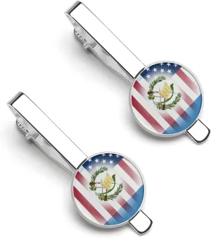 U.S. Guatemala Flag 1 Pair Mens Tie Clip Stylish Tie Bars Gift for Father Husband Boyfriend Business