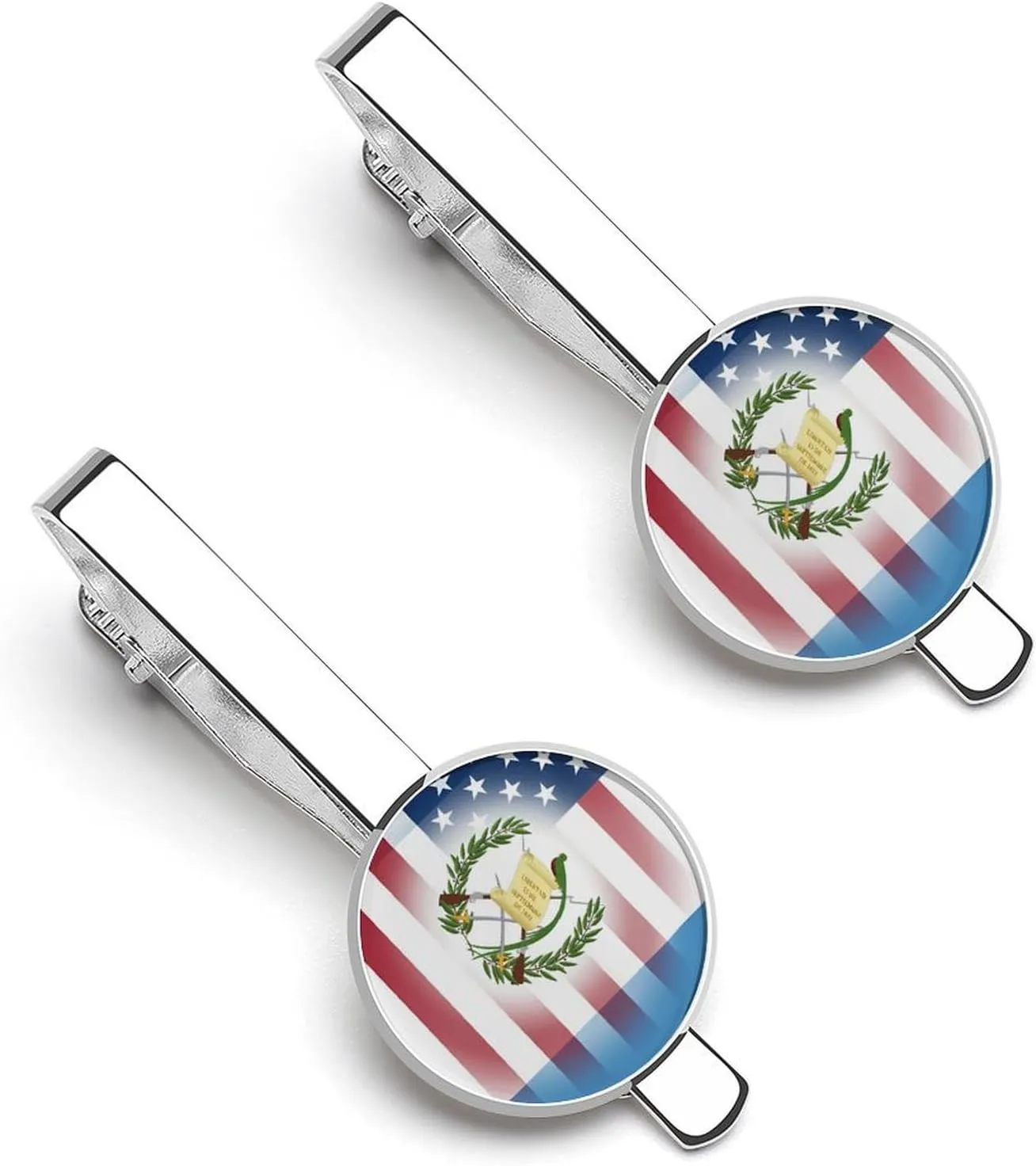 U.S. Guatemala Flag 1 Pair Mens Tie Clip Stylish Tie Bars Gift for Father Husband Boyfriend Business