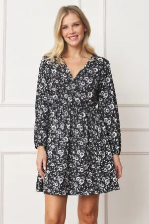 V-Neck Flowy Floral Mini Dress