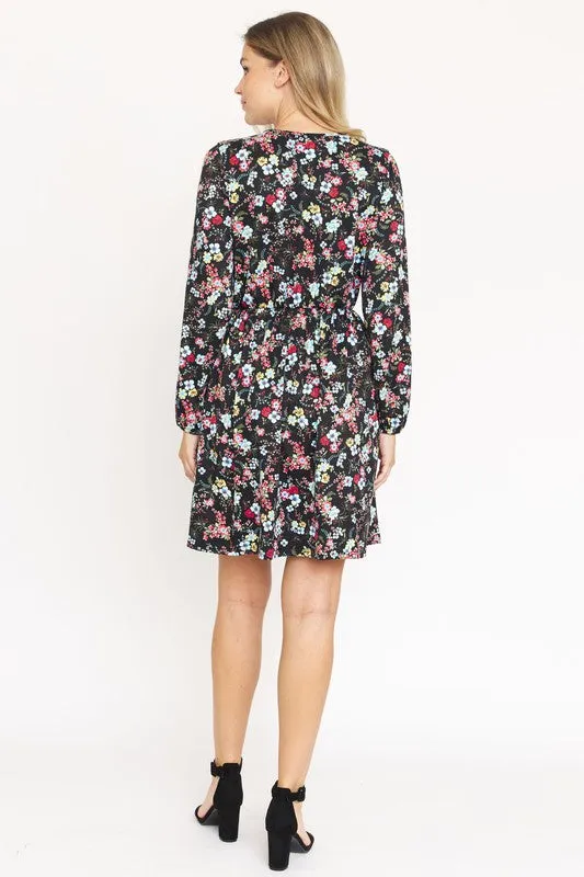 V-Neck Flowy Floral Mini Dress
