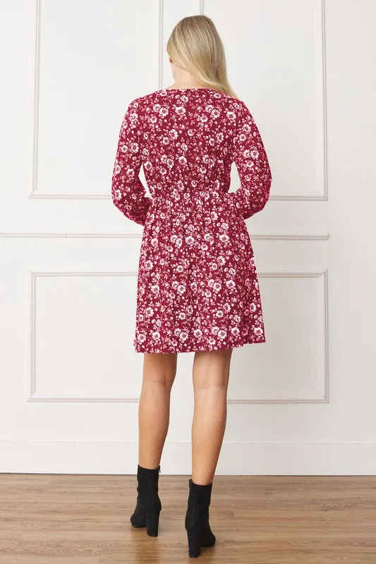 V-Neck Flowy Floral Mini Dress