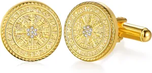 Vikings Cuff Links Mens S925 Sterling Silver Gold Cufflinks for Men Wedding Father's Day Jewelry Gifts for Men Women