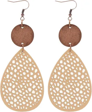 Vintage Geometric Wooden Round Earrings Ethnic Style Western Big Earrings Summer Beach Bohemian Jewelry Gift for Women
