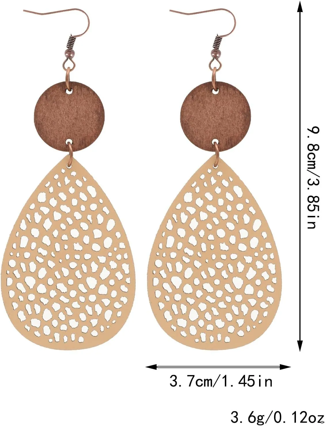 Vintage Geometric Wooden Round Earrings Ethnic Style Western Big Earrings Summer Beach Bohemian Jewelry Gift for Women