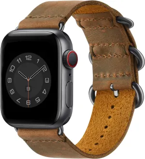 Vintage Leather Bands Compatible with Apple Watch Band 38mm 40mm 41mm 42mm 44mm 45mm 46mm 49mm,Genuine Leather Retro Strap Compatible for Men Women iWatch Ultra SE Series 10/9/8/7/6/5/4/3/2/1