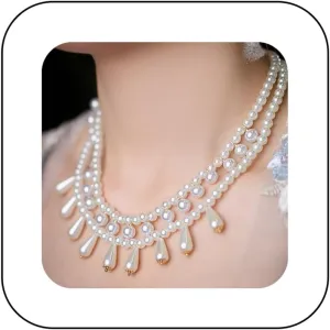 Vintage Pearl Choker Necklace for Women Elegant Imitation Pearl Tassel Pendant Necklace Dainty Teardrop Charms Collar Necklace Baroque Jewelry for Women