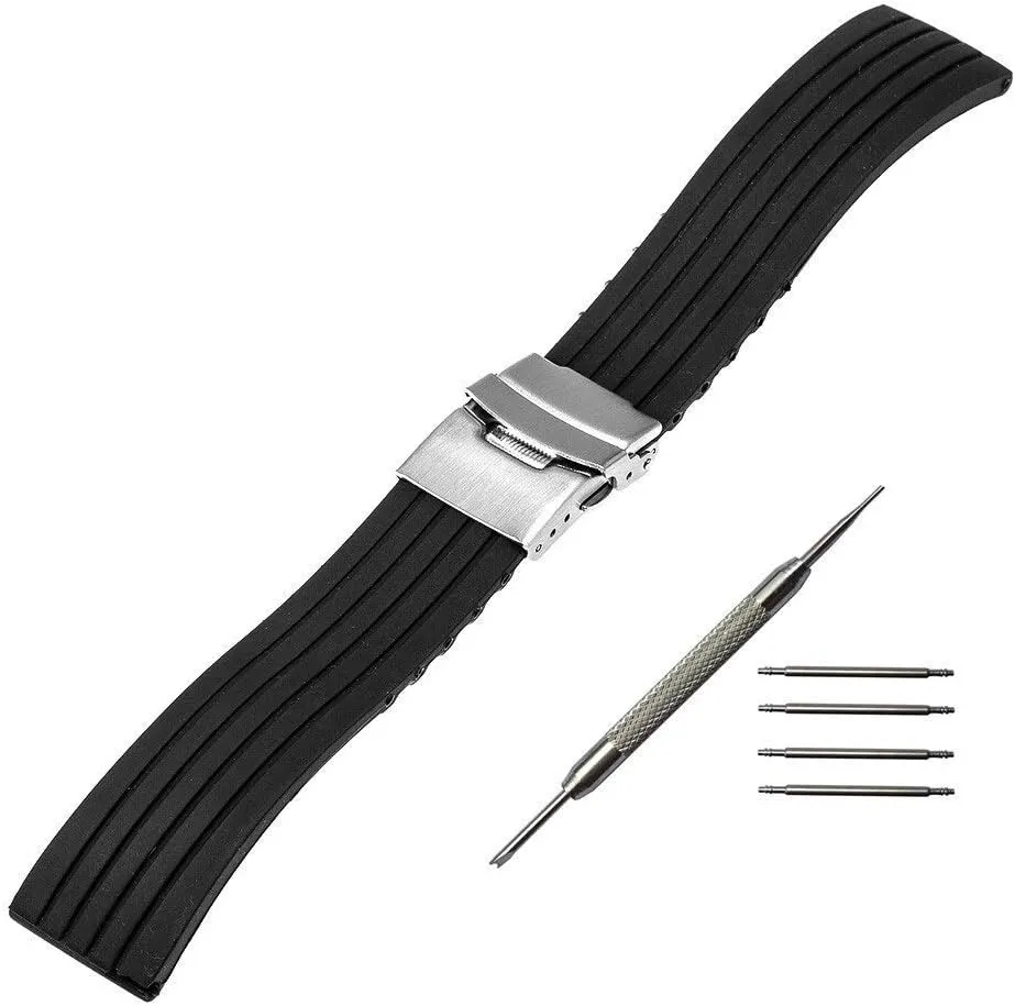watch strap 17mm 18mm 19mm 20mm 21mm 22mm 23mm 24mm universal silicone rubber watchband stainless steel buckle watch band resin strap