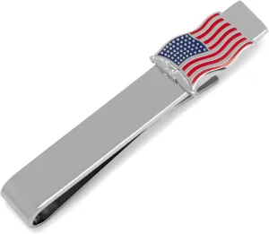 Waving American Flag Tie Bar