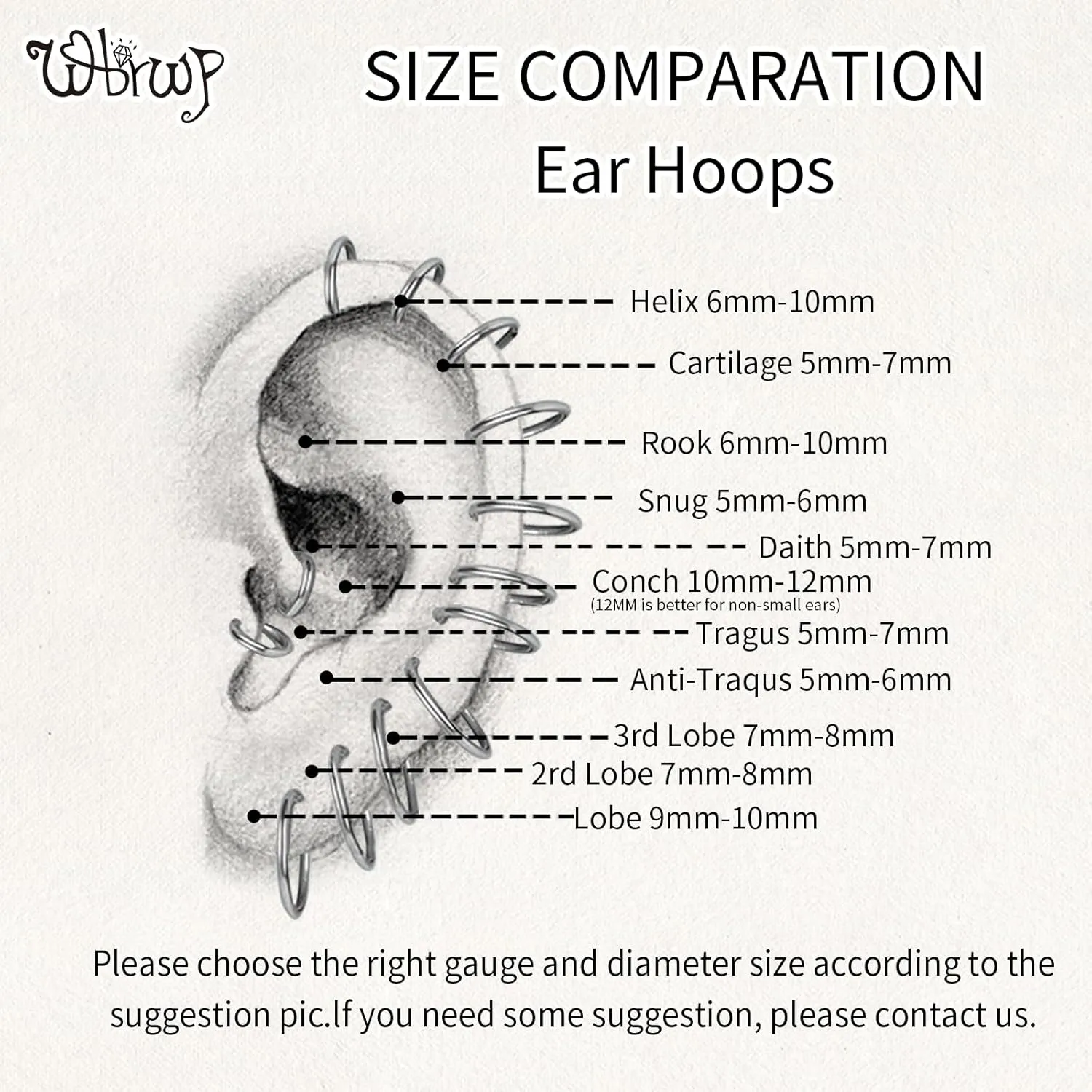 WBRWP Nose Rings Hoops: 316L Surgical Steel Double Hoop Nose Rings 14G 16G 18G 20G Hinged CZ Septum Conch Clicker Lip Rings Cartilage Helix Rook Tragus Daith Earring Hoops Body Piercing Jewelry 7mm 8mm 9mm 10mm