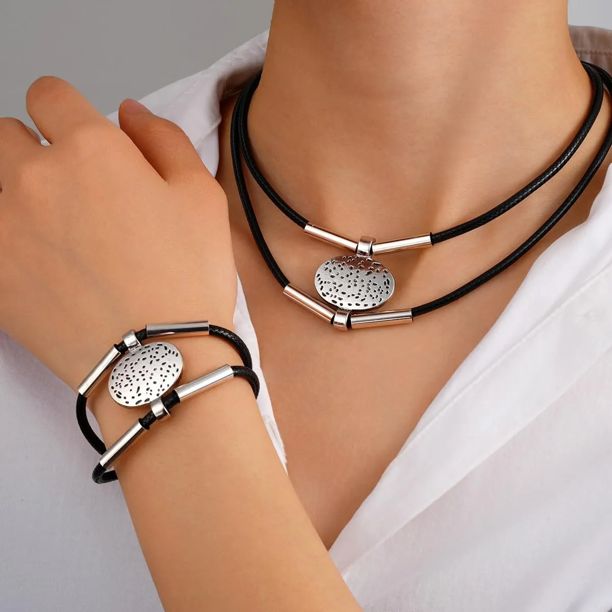 Western Necklaces for Women Boho Jewelry for Women Layered Black Leather Choker Necklace Country Necklace Cowboy Necklace Cowgirl Accessories Bohemian Boho Necklaces for Women Western Jewelry