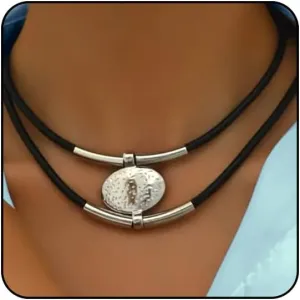 Western Necklaces for Women Boho Jewelry for Women Layered Black Leather Choker Necklace Country Necklace Cowboy Necklace Cowgirl Accessories Bohemian Boho Necklaces for Women Western Jewelry