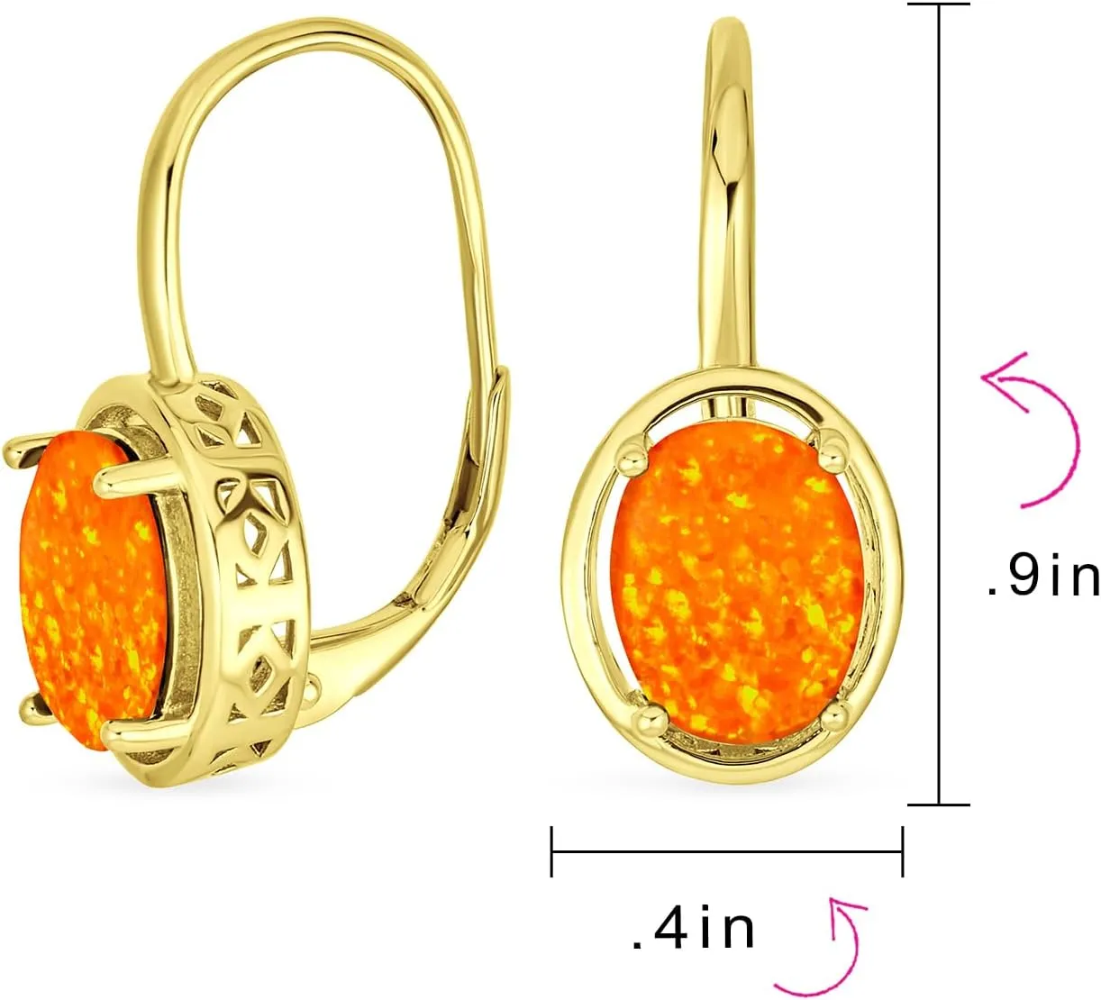 Western Style Onyx Turquoise Jade Milgrain Cable Edge Oval 5CT Gemstone Drop Earrings For Women Hinge Lever Back 14K Yellow Gold Plated .925 Sterling Silver