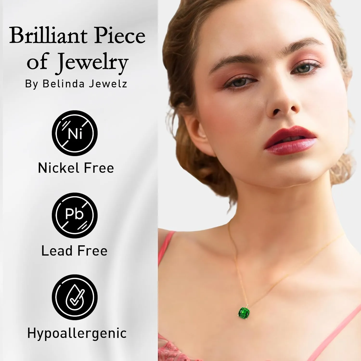 Women's 14k White Yellow Gold Necklace Birthstone Fine Jewelry Hanging Pendant Necklaces Sparkling Prong Sterling Silver Chain with Cushion Shape Gemstone Jewelry Gift
