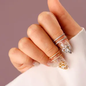 Xerling Love Heart Crystal Rings for Women Zircon Statement Rings for Teen Girls Bling Heart Fingertip Rings Dainty Rhinestone Rings (Silver Heart)