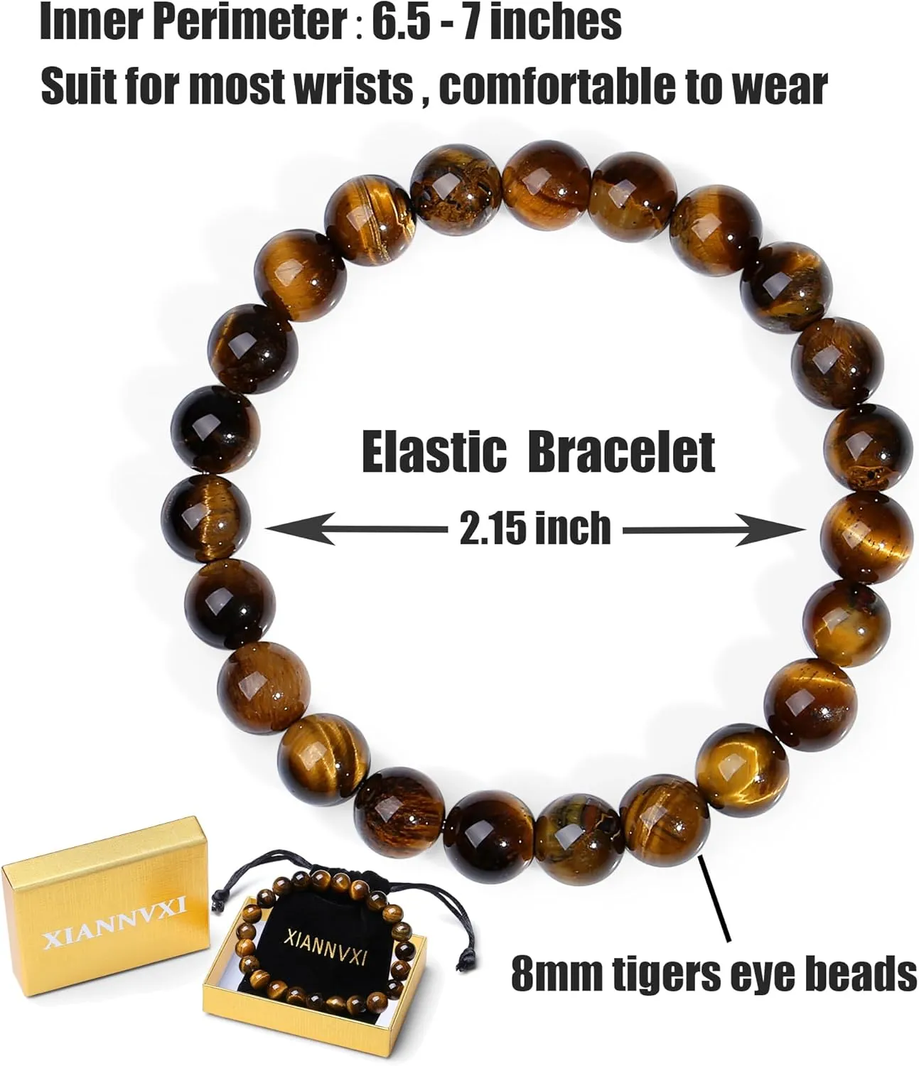 XIANNVXI Crystal Bracelet for Women Men 8 mm Natural Stone Beaded Bracelets Cat Bracelets Cross Bracelets Heart Bracelelt Jewelry for Women Birthday Gifts Stretch Bracelet