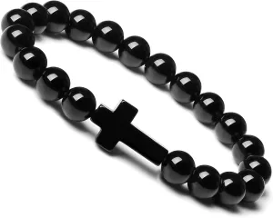XIANNVXI Crystal Bracelet for Women Men 8 mm Natural Stone Beaded Bracelets Cat Bracelets Cross Bracelets Heart Bracelelt Jewelry for Women Birthday Gifts Stretch Bracelet