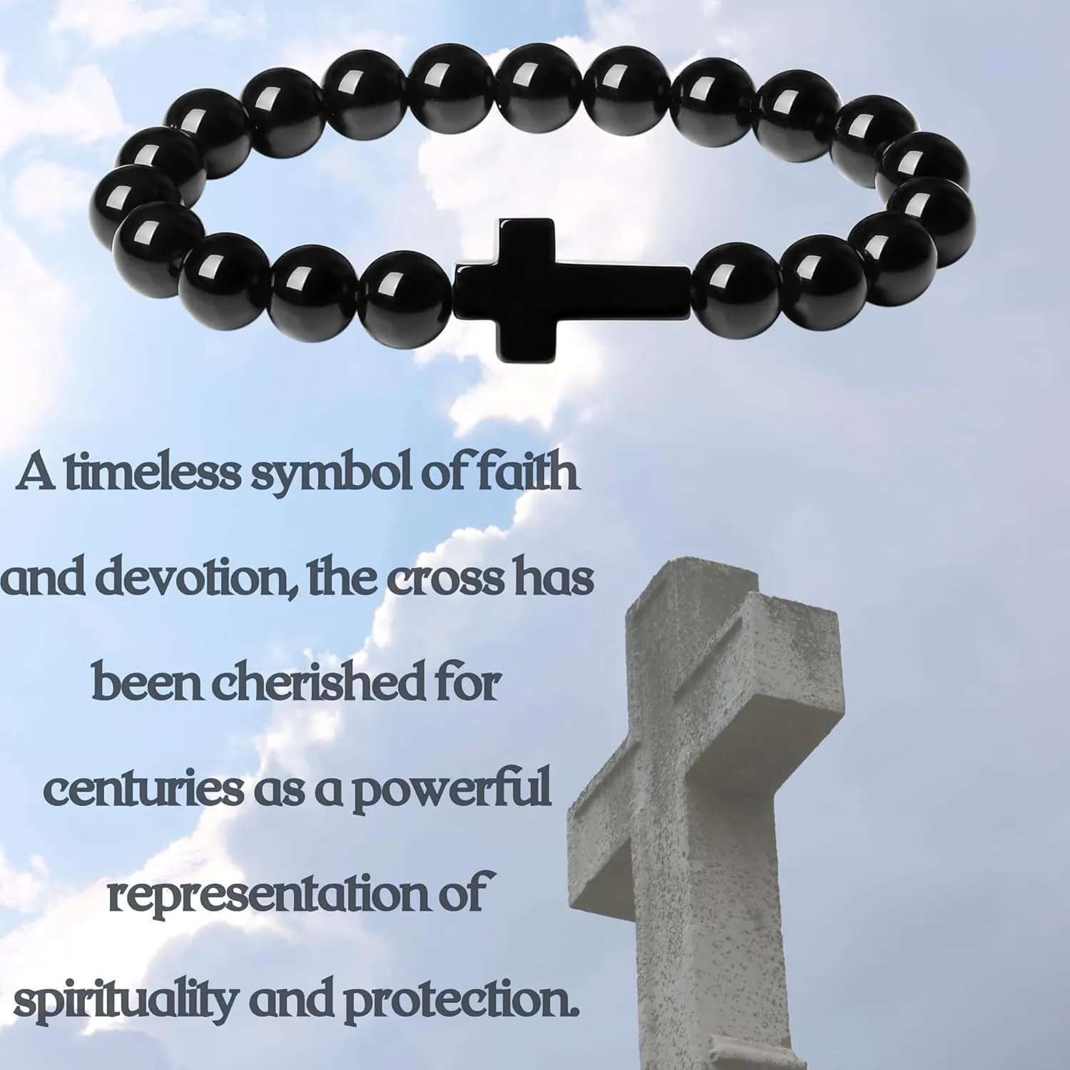 XIANNVXI Crystal Bracelet for Women Men 8 mm Natural Stone Beaded Bracelets Cat Bracelets Cross Bracelets Heart Bracelelt Jewelry for Women Birthday Gifts Stretch Bracelet