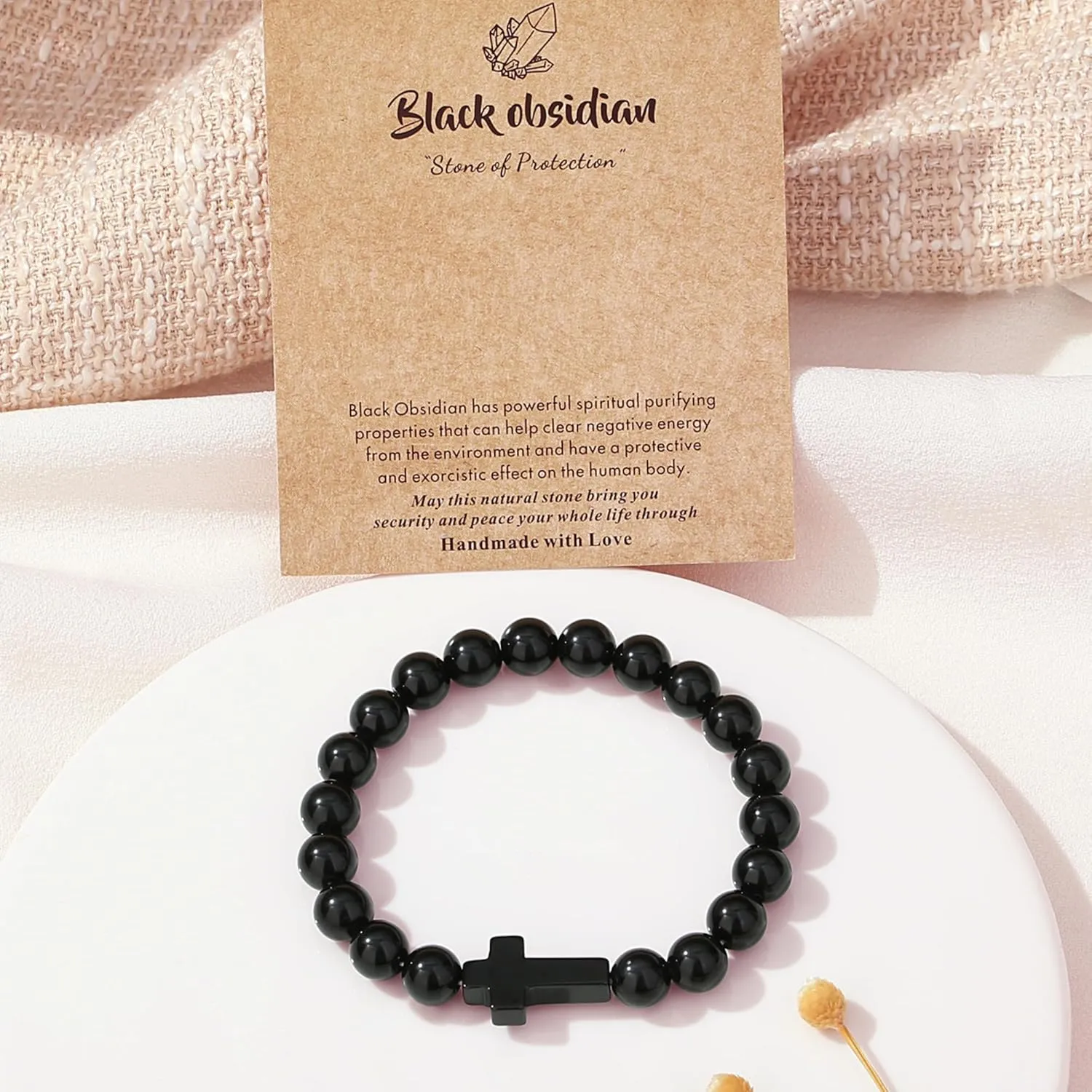 XIANNVXI Crystal Bracelet for Women Men 8 mm Natural Stone Beaded Bracelets Cat Bracelets Cross Bracelets Heart Bracelelt Jewelry for Women Birthday Gifts Stretch Bracelet