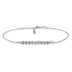 YANARA Labradorite Ankle Bracelet for Women Jewelry, Natural Birthstone Gemstone Beads, Handmade Dainty Anklets 9" 1.25" inch, Chakra Energy Crystals Silver Plated Chain Valentines Day Gifts For Her