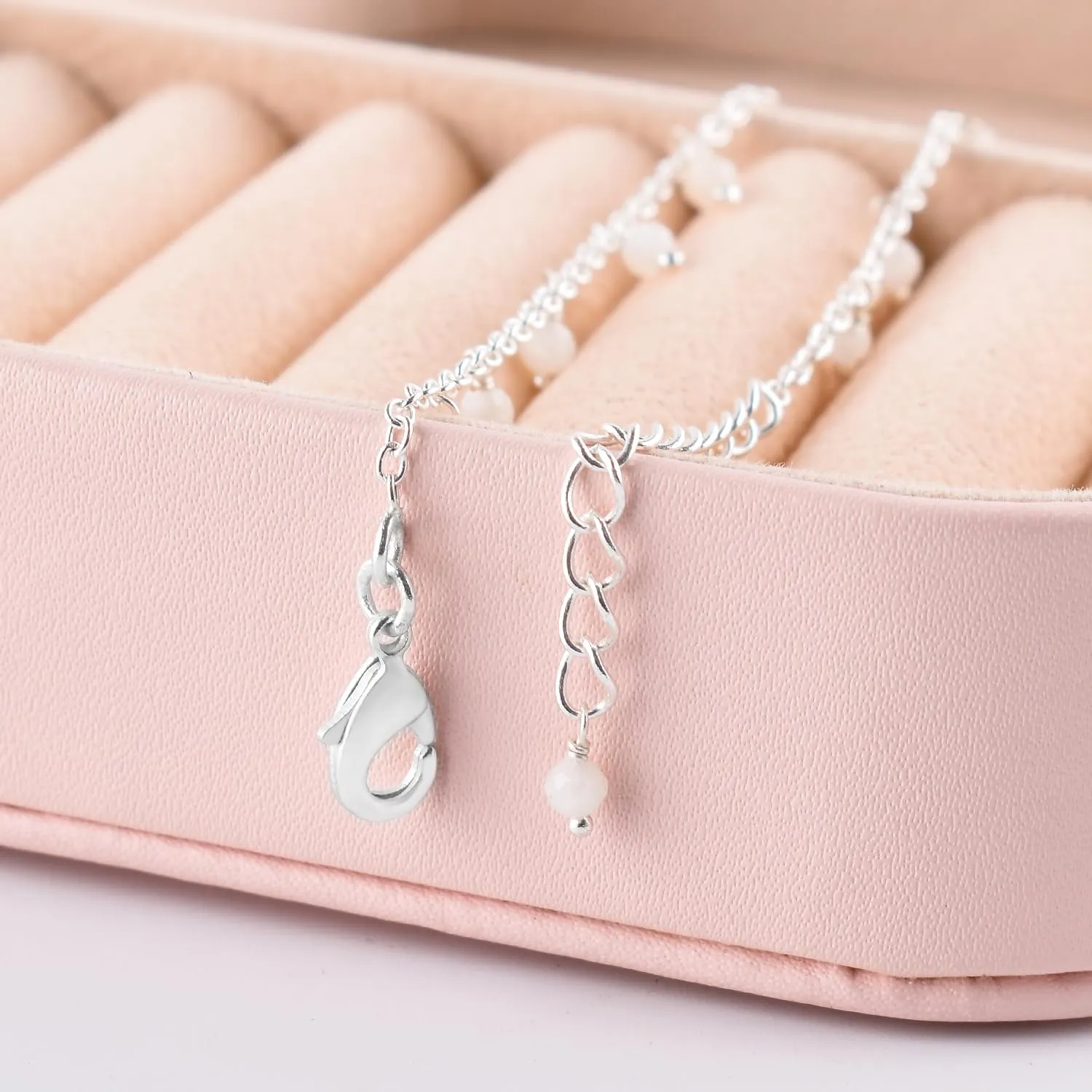 Yanara Rainbow Moonstone Anklets For Women Ankle Bracelets for Her June Birthstone Silver Plated Jewelry in 8.5 1.5 inch Crystals and Healing Stones Gemstones Mother's Day Gifts