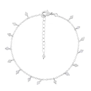 Yanara Rainbow Moonstone Anklets For Women Ankle Bracelets for Her June Birthstone Silver Plated Jewelry in 8.5 1.5 inch Crystals and Healing Stones Gemstones Mother's Day Gifts