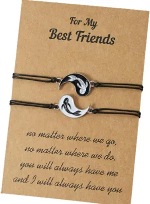Yin Yang Bracelet for Best Friends Handmade Braided Lucky Koi Fish Tai Chi Bracelet BFF Friendship Bracelets for 2 Women Men Jewelry Gift