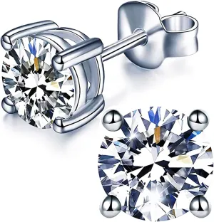 YODEWA 1/2/3ct Moissanite Stud Earrings for Women 925 Sterling Silver Hypoallergenic Flat Back 1 Pair DEF Color Lab Created Brilliant Round Moissanite Earrings