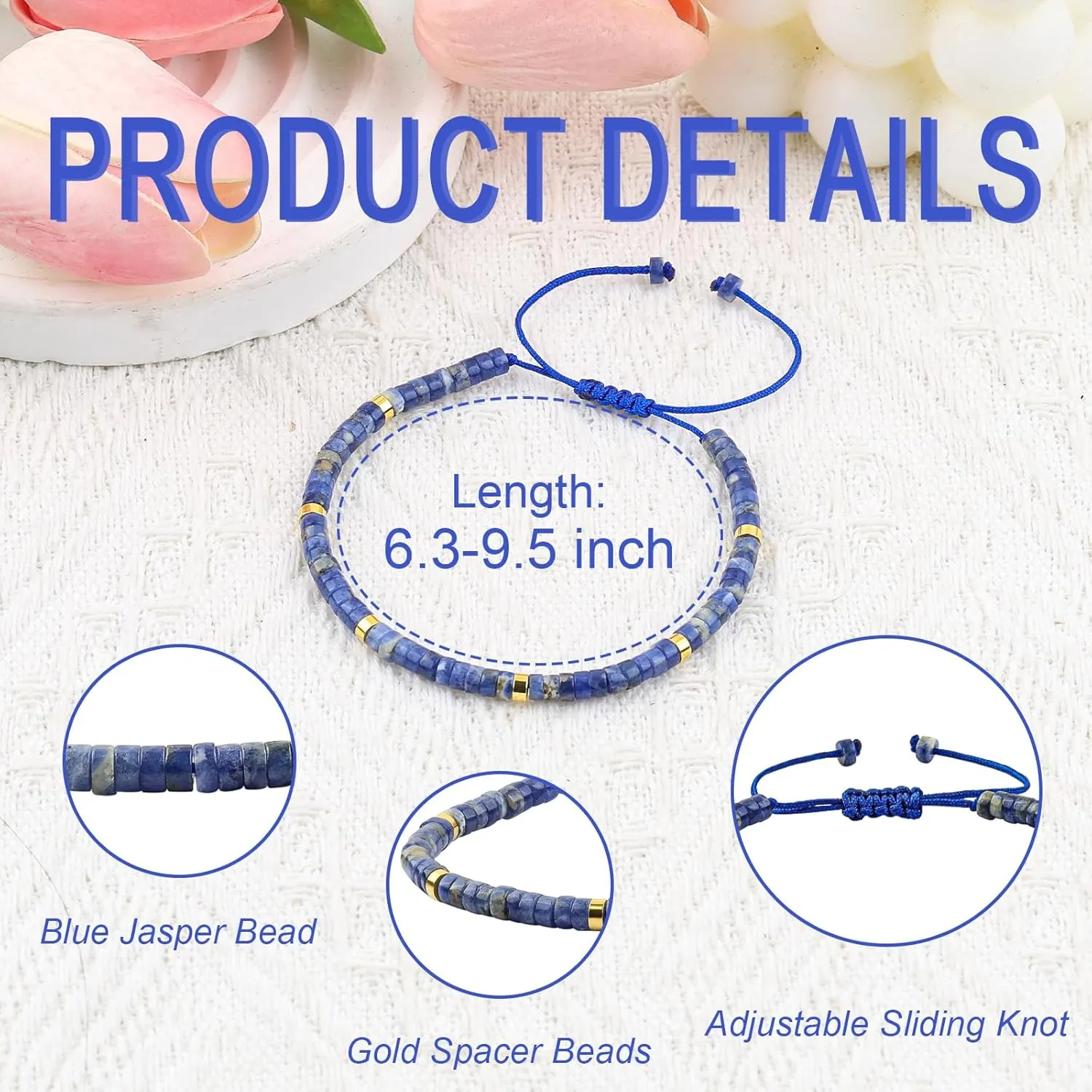 YUZHEJIE Friendship Bracelets Blue Bracelets for Women Blue Beads Friendship Bracelets Inspirational Bracelet Birthday Christmas Valentine Gifts for Women Best Friends Sister Mom Daughter