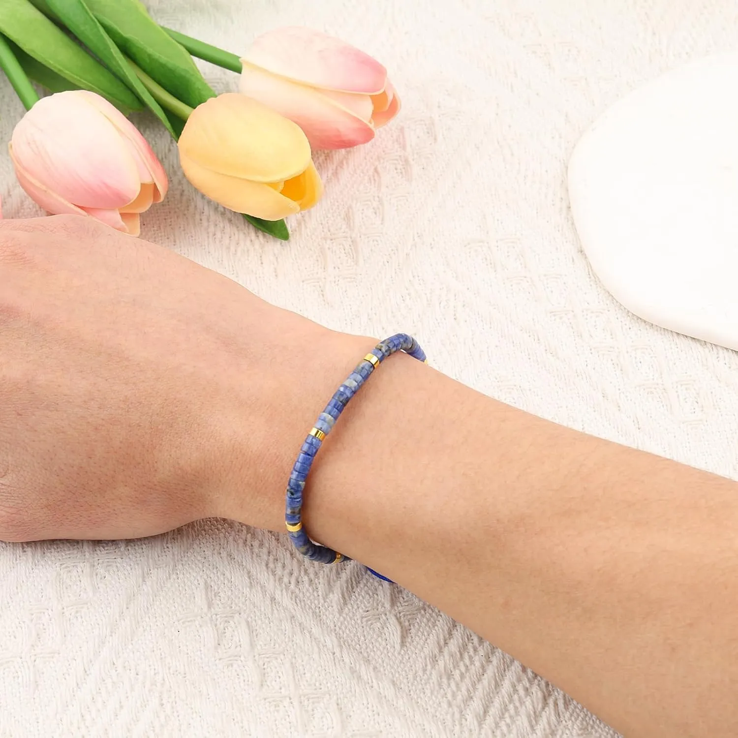 YUZHEJIE Friendship Bracelets Blue Bracelets for Women Blue Beads Friendship Bracelets Inspirational Bracelet Birthday Christmas Valentine Gifts for Women Best Friends Sister Mom Daughter