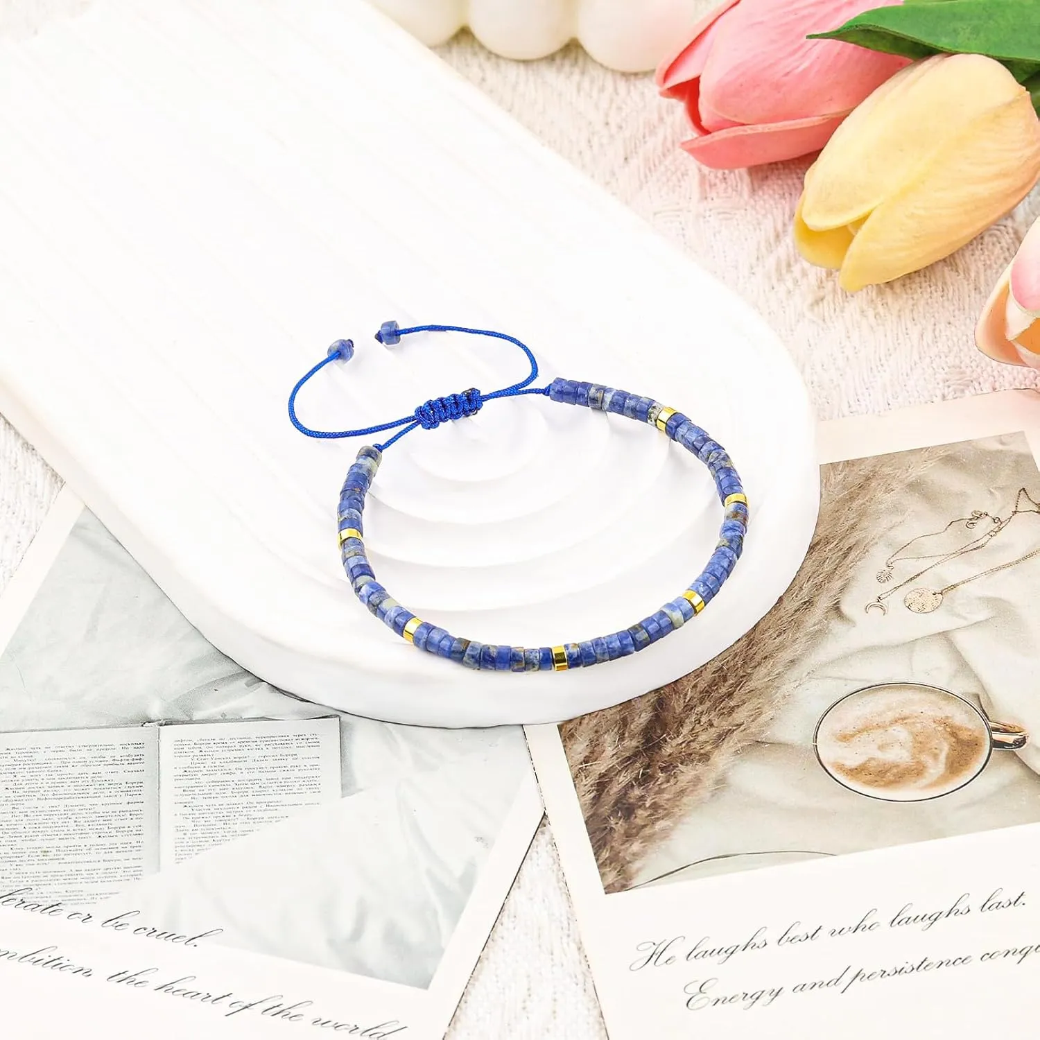 YUZHEJIE Friendship Bracelets Blue Bracelets for Women Blue Beads Friendship Bracelets Inspirational Bracelet Birthday Christmas Valentine Gifts for Women Best Friends Sister Mom Daughter