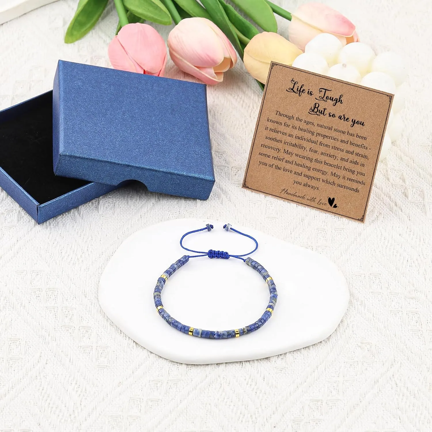 YUZHEJIE Friendship Bracelets Blue Bracelets for Women Blue Beads Friendship Bracelets Inspirational Bracelet Birthday Christmas Valentine Gifts for Women Best Friends Sister Mom Daughter