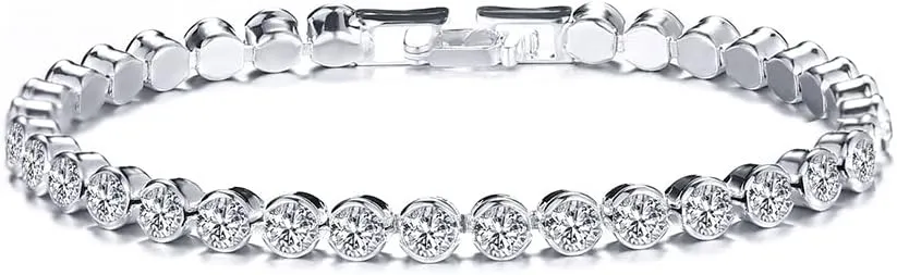 ZAHSY Gold Plated Bracelets Silver Chain Bracelet Cubic Zirconia Tennis Bracelets for Women Rhinestones Bracelet for Women