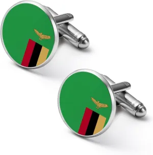 Zambia Flag Cufflinks Cuff Links for Men, Shirt Buttons Cuff Links Set Accessories 2.0cm